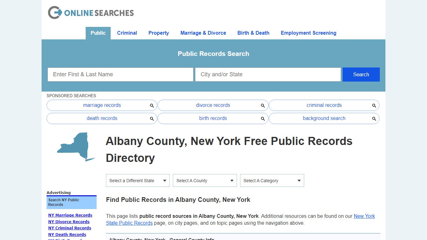 Albany County, New York Free Public Records Directory - OnlineSearches.com